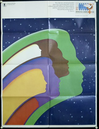 a poster with different colored faces