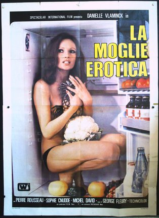 a poster of a woman in a refrigerator