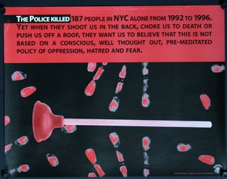 a poster with a plunger and hand prints