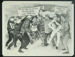 a group of people protesting