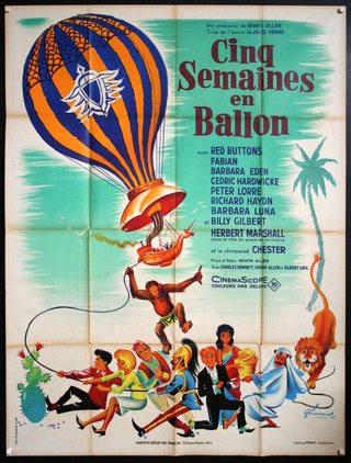 a movie poster with a hot air balloon