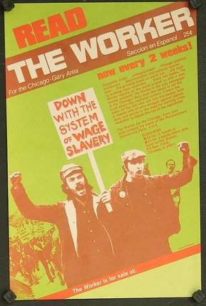a poster of men protesting
