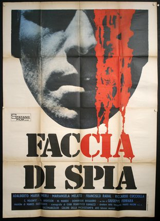 a poster of a man's face with blood on his face