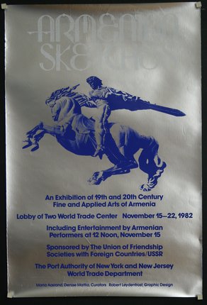 a poster with text and a man riding a horse