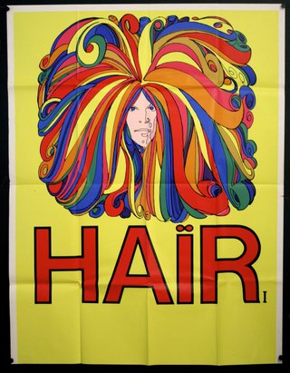 a poster with a colorful hair