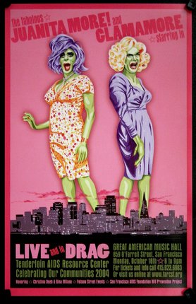 a poster of two women in dresses