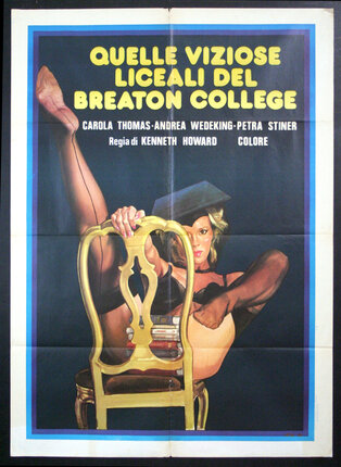a poster of a woman sitting on a chair