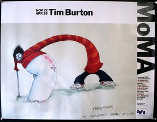 a poster with a cartoon of a man and a snowman