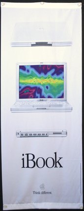 a white laptop with a colorful screen