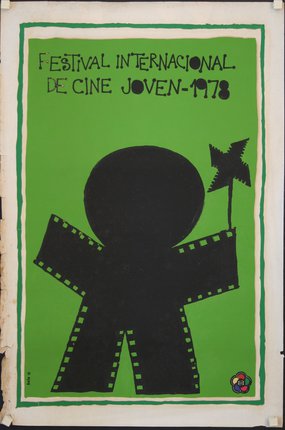 a poster with a silhouette of a person holding a star