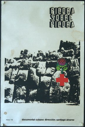 a black and white cover with a flower and a red cross