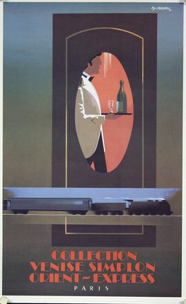 a poster of a waiter serving a bottle