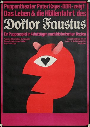 a poster with a red monster