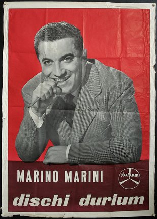 a poster of a man holding a microphone