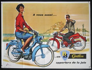 a man and woman riding motorcycles