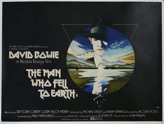a movie poster of a man who fell to earth