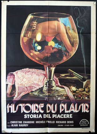 a poster of a woman in a wine glass