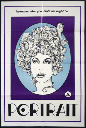 a poster of a woman with a snake head