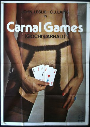 a poster of a woman holding cards