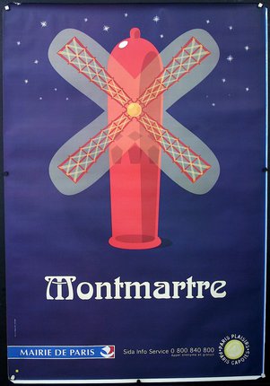 a poster with a windmill and a star