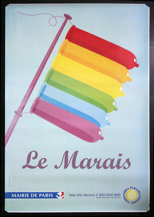 a poster with a rainbow colored object