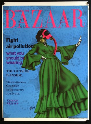 a magazine cover with a woman wearing a gas mask