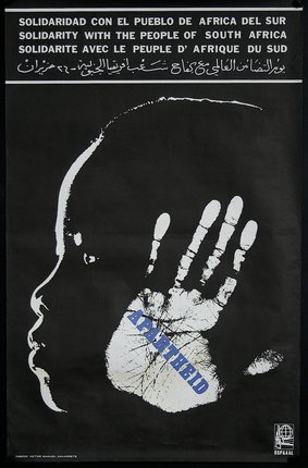 a poster with a child's face and hand