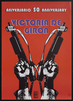 a poster with two hands holding guns