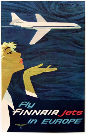 a poster of a woman and an airplane