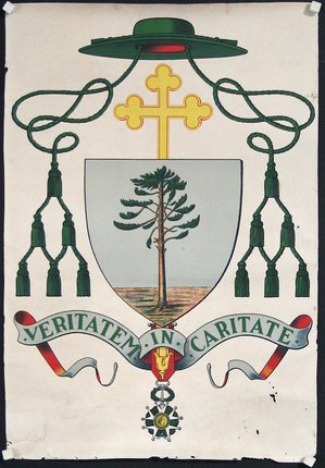 a coat of arms with a cross and a tree