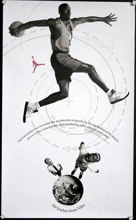a poster of a basketball player jumping in the air
