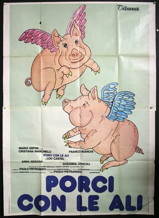 a poster of pigs with wings