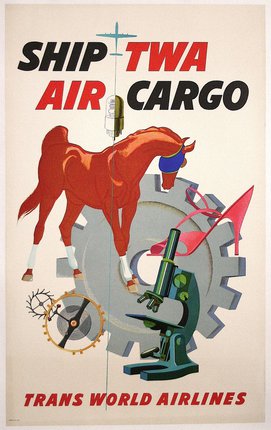 a poster with a horse and gear