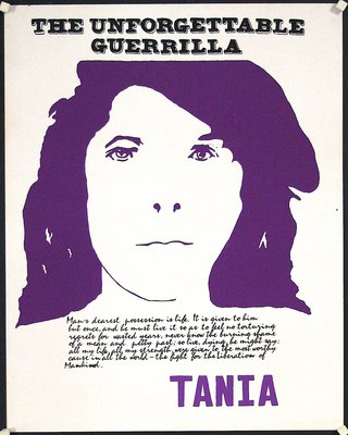 a poster of a woman with purple hair