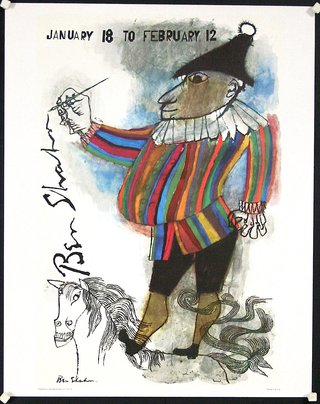 a poster with an illustration of a clown drawing