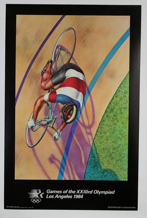 a painting of a cyclist on a bike