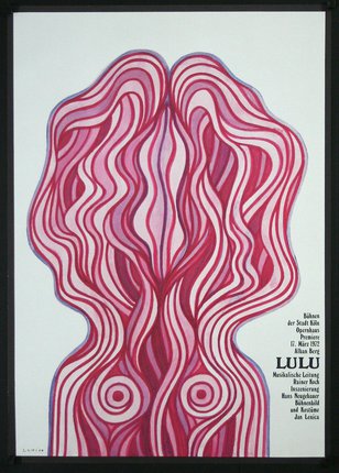 a poster with a pink and white pattern