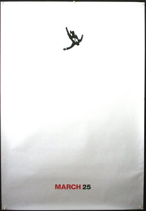 a man jumping off a white sheet of paper