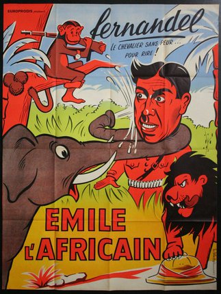 a poster of a man with an elephant and an elephant
