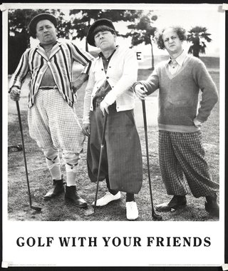 a group of men standing on a golf course
