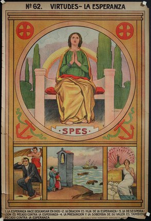 a poster with a woman in a green robe