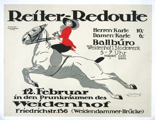 a poster with a woman riding a horse
