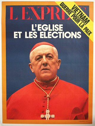 a poster of a man in red