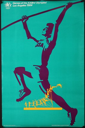 a poster of a man throwing a javelin