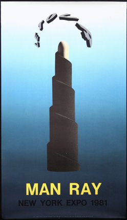 a black tower with a white pole
