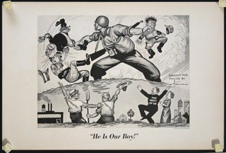 a black and white picture of a man fighting with other people