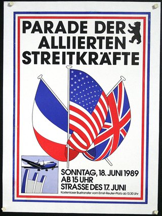 a poster with flags and text