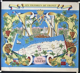 a map of france with grapes and wine