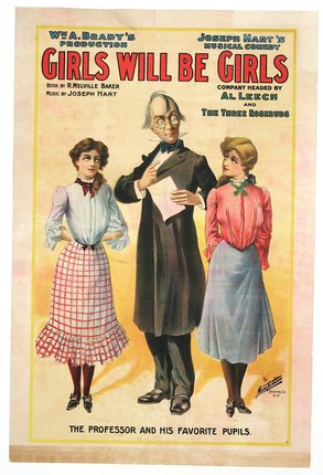 a poster of a man and two women