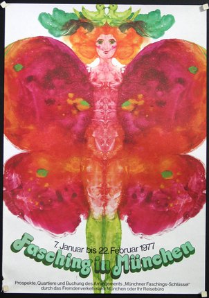 a poster with a woman in a butterfly garment
